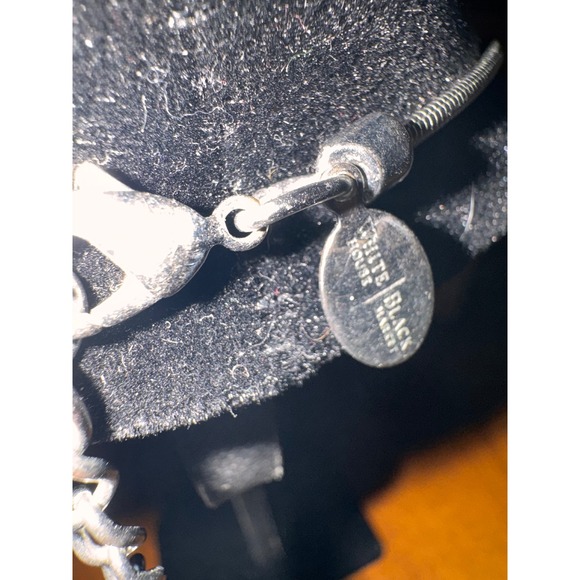 White House Black Market Silver Tone Necklace Black Stone Pendant Chunky Circle - Picture 4 of 5